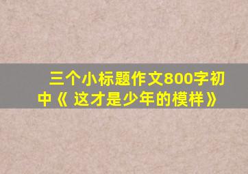 三个小标题作文800字初中《 这才是少年的模样》